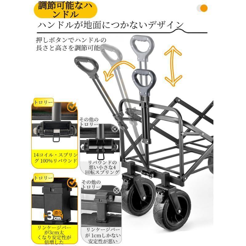 キャリーワゴン 屋根付き 大容量180L 耐荷重225kg アウトドアワゴン