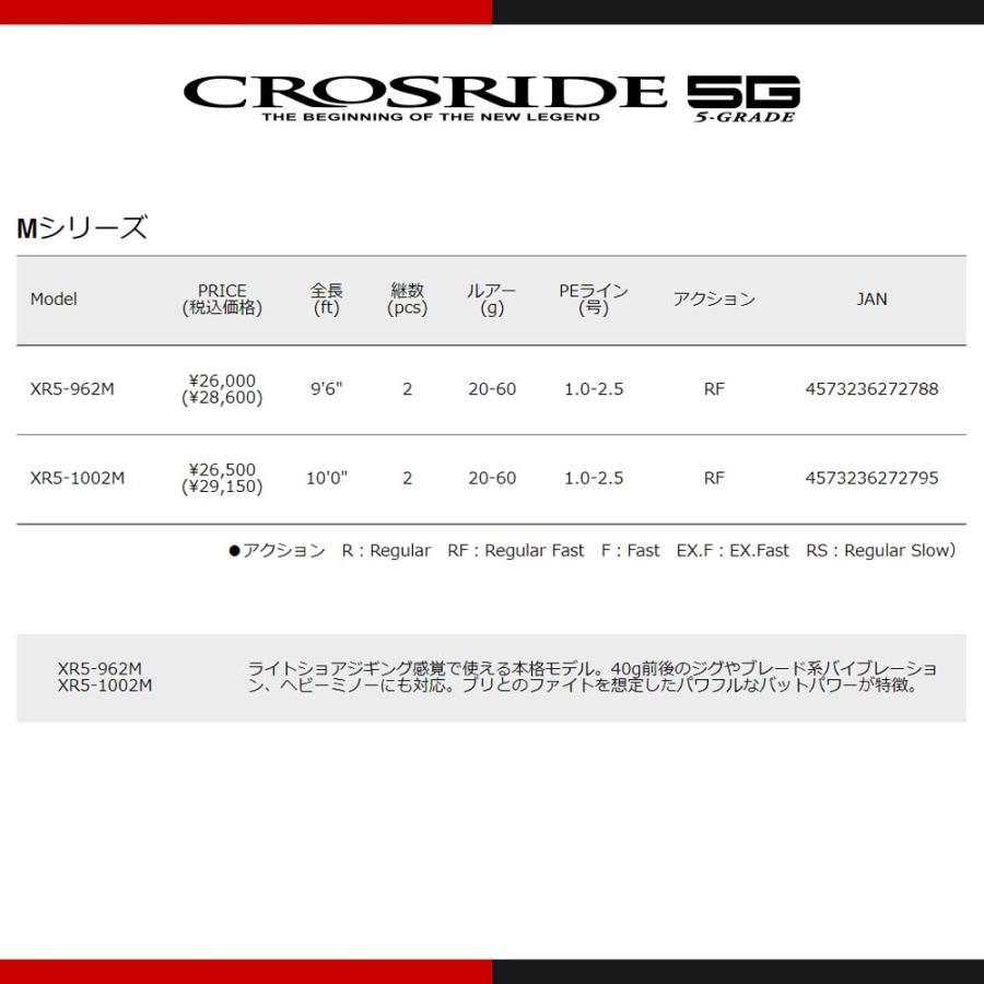 Major Craft メジャークラフト クロスライド 5G XR5-962MH 釣竿 Major Craft メジャークラフト クロスライド 5G XR5-962MH 釣竿
