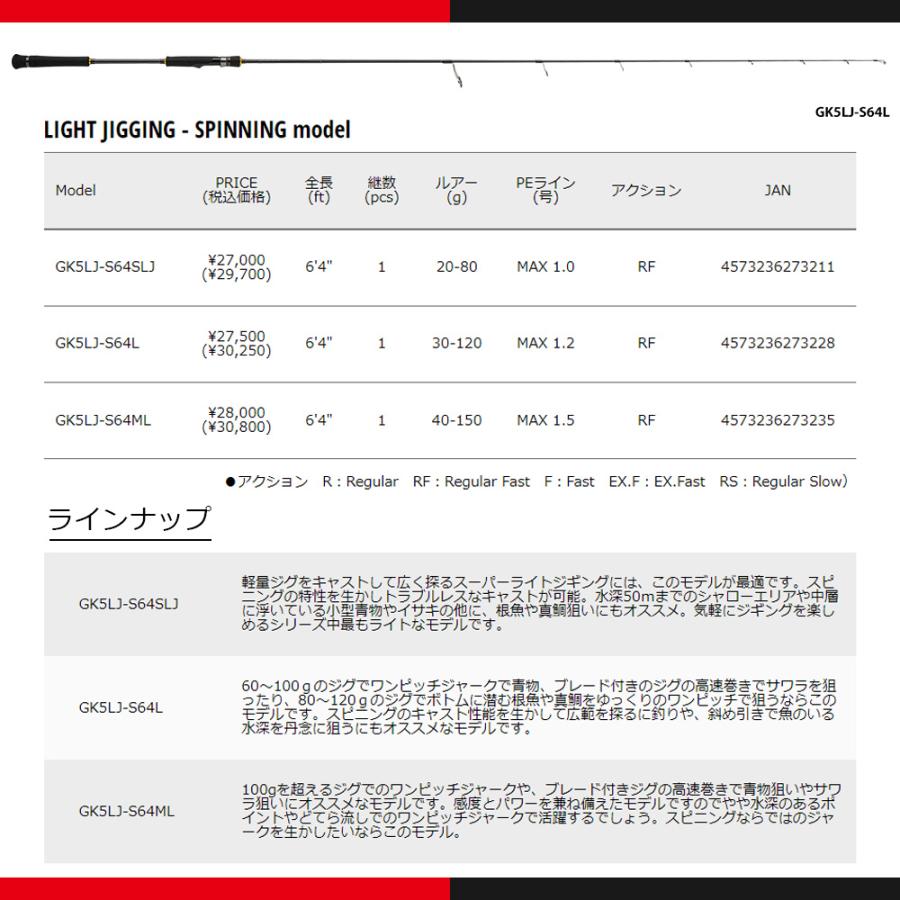 メジャークラフト ジャイアントキリング 5G ライトジギング GK5LJ-S64SLJ 釣竿 送料無料｜masubitoshoten｜02