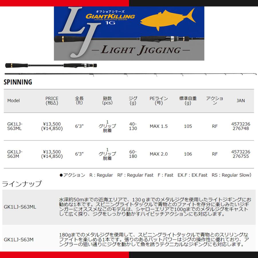 メジャークラフト ジャイアントキリング 1G ライトジギング GK1LJ-S63ML 送料無料｜masubitoshoten｜02