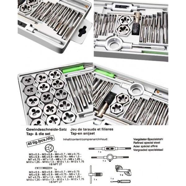 タップダイスセット 40pc ねじ切り 便利 工具 ダイス タップ セット 40pcs 補修 修正 ネジ ねじ トラブル ねじ山 ピッチゲージ マスダショップ 通販 Paypayモール
