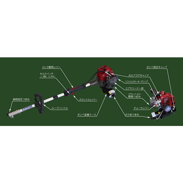 草刈機 刈払機 ガスボンベ式 ガス式 エンジン 草刈り機 農機具 芝刈り機 家庭用 コードレス 軽量 分割式 ニチネン ガスカル GKC-6｜masuda-shop｜06