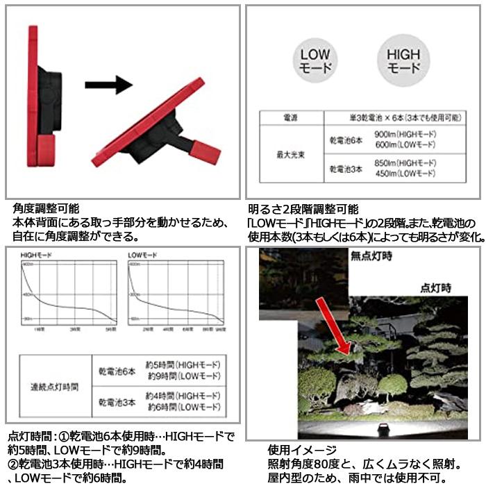 SK11 投光器 LED 乾電池式 LEDライト LED投光器 LED作業灯 60W ワーク