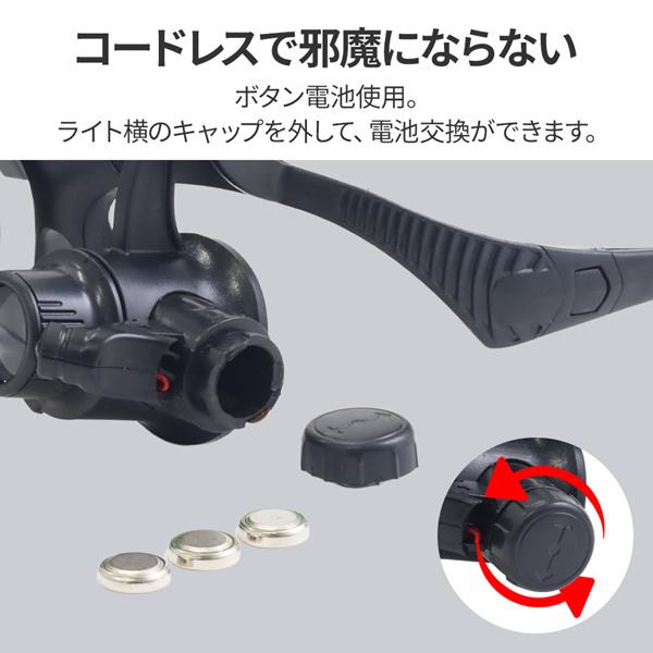ルーペメガネ ライト付き 拡大鏡 LED メガネ型ルーペ 拡大 メガネ