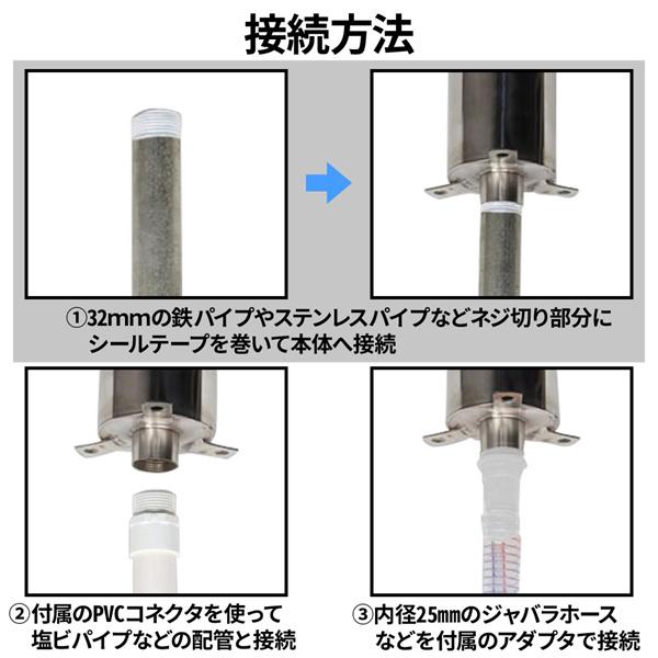 井戸ポンプ 手動 アダプタ付き ステンレス 手押しポンプ 給水ポンプ 小型 排水 取水 水汲み ガチャポンプ 井戸水ポンプ｜masuda-shop｜04