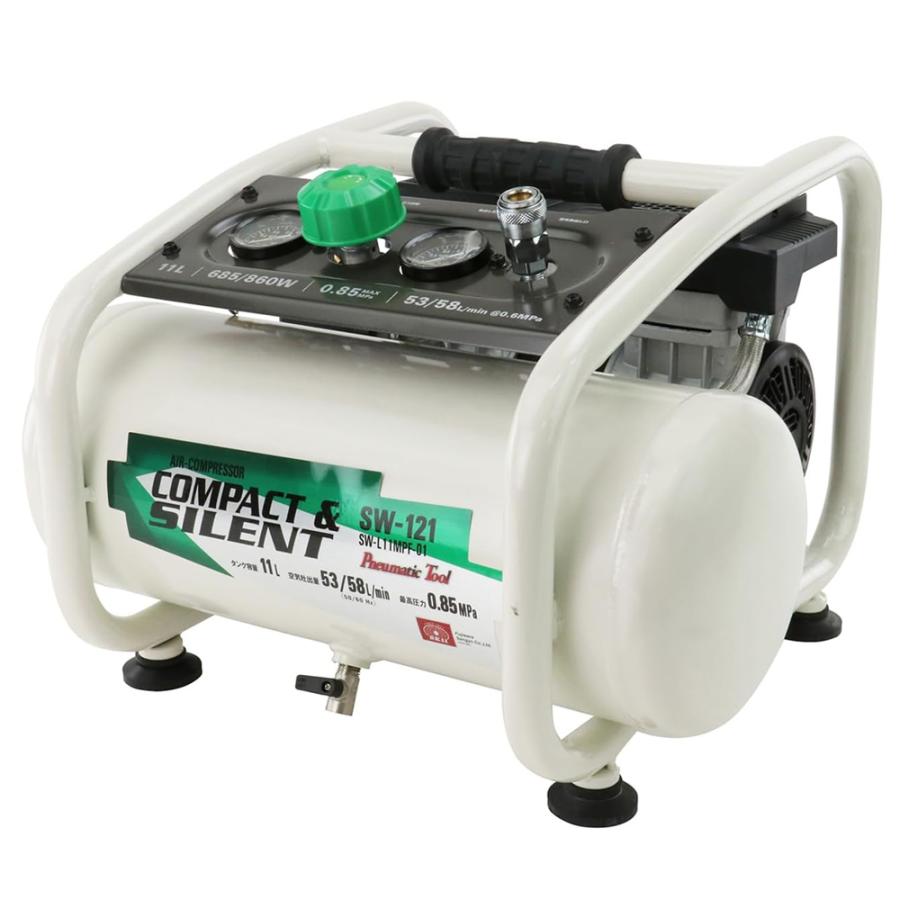 エアーコンプレッサ オイルレス SW-121 SW-L11MPF-01 コンパクト
