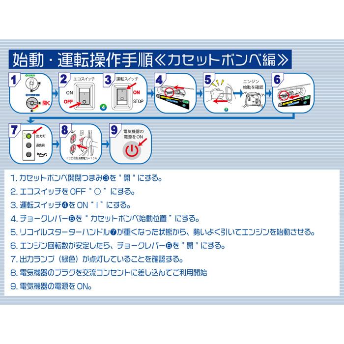 発電機 2WAY式 携帯発電機 ジーキュービック G-cubic カセットボンベ