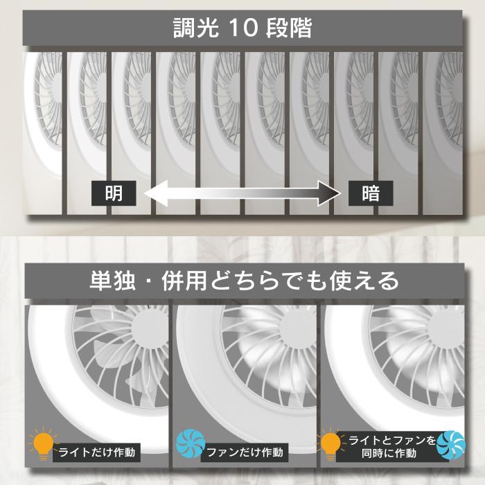 シーリングファンライト LED シーリングライト 10畳 調光 調色 扇風機