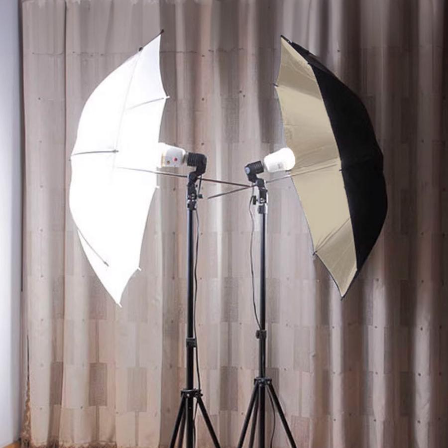 撮影用80WLEDビデオライト　傘　アンブレラ　ACアダプター付き 照明撮影用アンブレラ 写真撮影用 反射傘 ブラック シルバー 反射照明