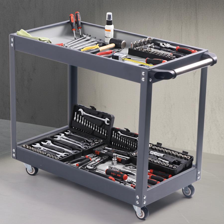 ツールワゴン 工具箱2個セット ツールワゴン ツールカート 2段 工具ワゴン 工具収納 キャスター付き