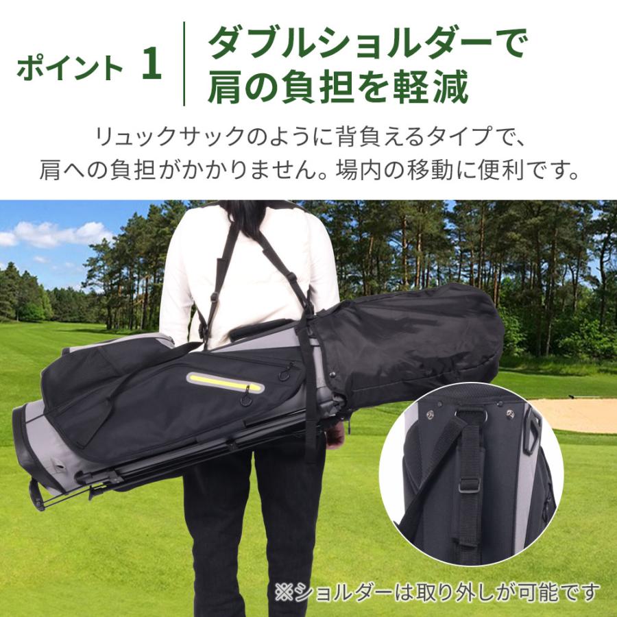 キャディバッグ ゴルフバッグ スタンド式 スタンド付き 軽量 9型 7分割