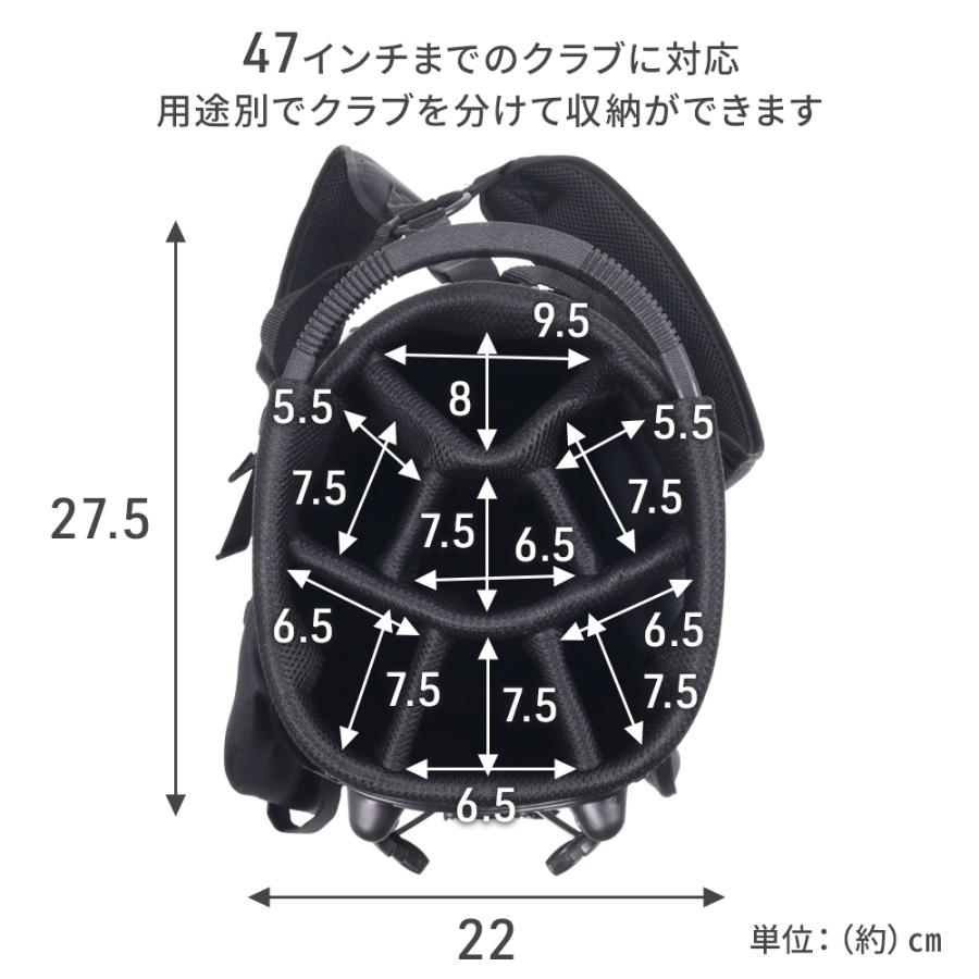 キャディバッグ ゴルフバッグ スタンド式 スタンド付き 軽量 9型 7分割