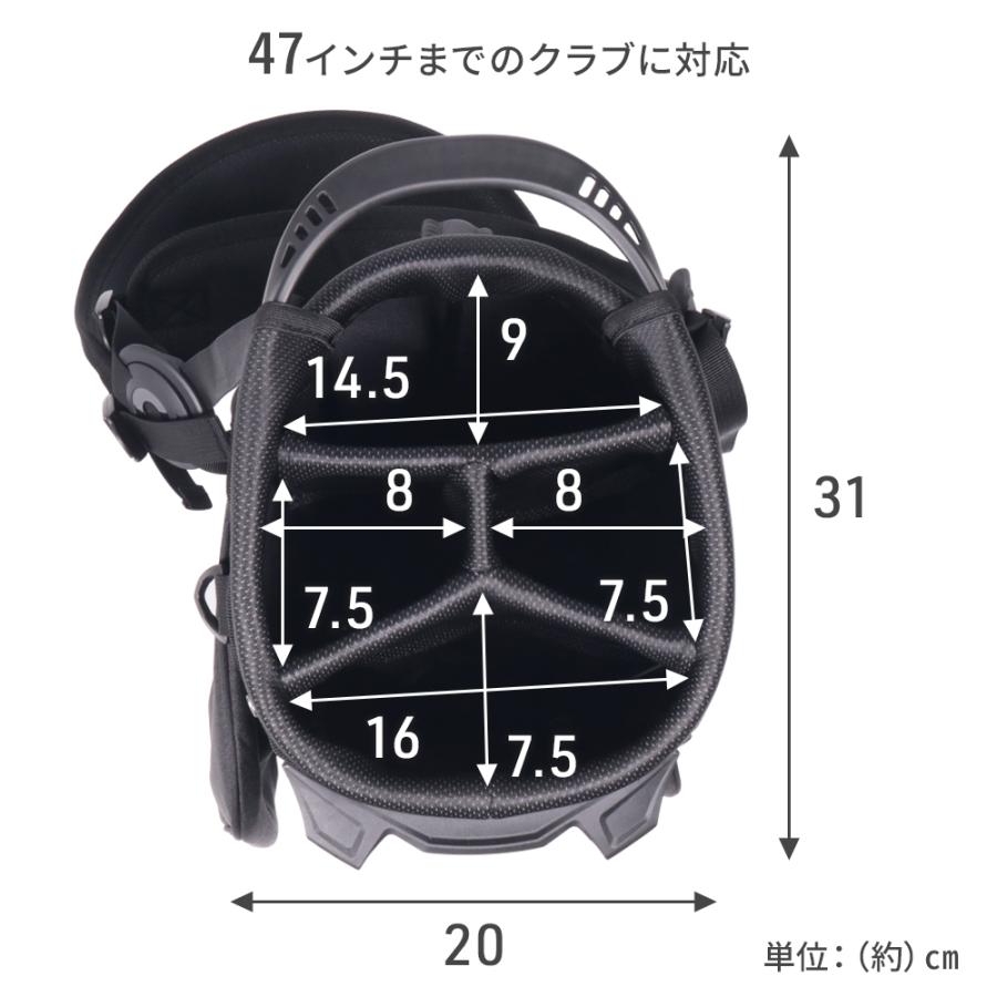キャディバッグ ゴルフバッグ スタンド式 スタンド付き 軽量 9型 4分割