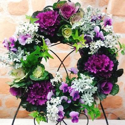 ハンギングリース 寄せ植え おしゃれ 季節のおまかせ 生花 ハンギングリース 寄せ植え おしゃれ 季節のおまかせ 生花