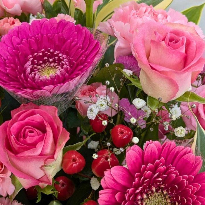 薔薇・ベビーピンク・フラワーアレンジメント・造花 生花 フラワーアレンジメント ピンク系 卒業式 ホワイトデー バラ