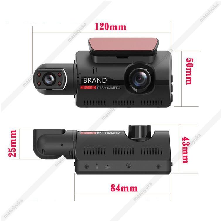 ドライブレコーダー 360度 車内カメラ 配線不要/前後2カメラ 小型 3 