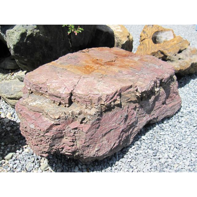 赤石 高さ約34cm 幅約145cm 庭石 景石 銘石 和風 庭園 赤玉石 天然石 