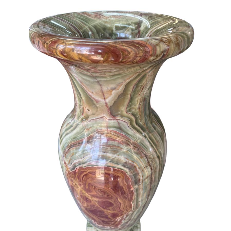 特大 グリーン オニックス 花瓶 A H95cm 最高級 サンルイス 縞 瑪瑙