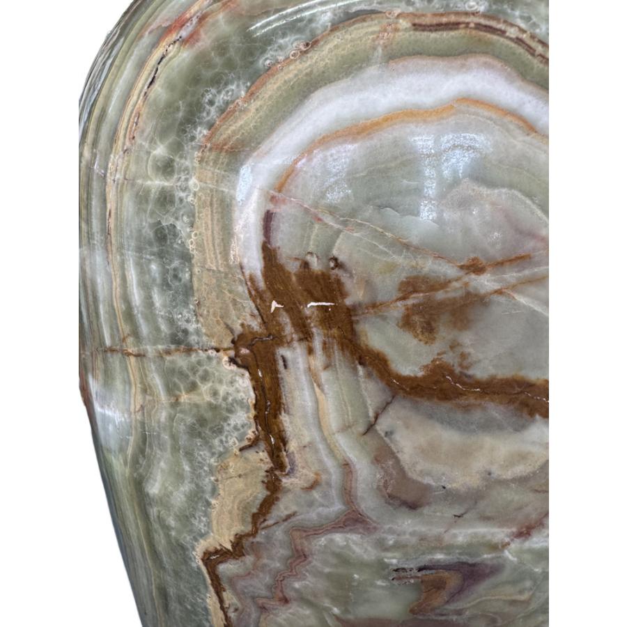 特大 グリーン オニックス 花瓶 A H95cm 最高級 サンルイス 縞 瑪瑙