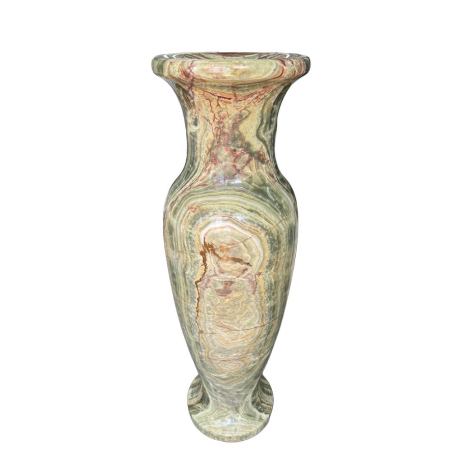 特大 グリーン オニックス 花瓶 A H95cm 最高級 サンルイス 縞 瑪瑙