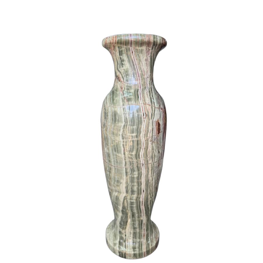 特大 グリーン オニックス 花瓶 A H95cm 最高級 サンルイス 縞 瑪瑙