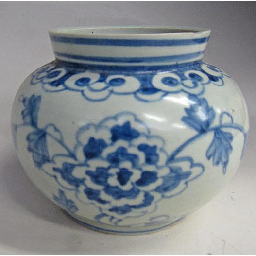 李朝 青花 菊花文壺 古美術 朝鮮 高さ10cm 韓国 染付 小壺 美品 陶磁器 インテリア 美術品 花生 コレクション 装飾品 置物 花入れの画像