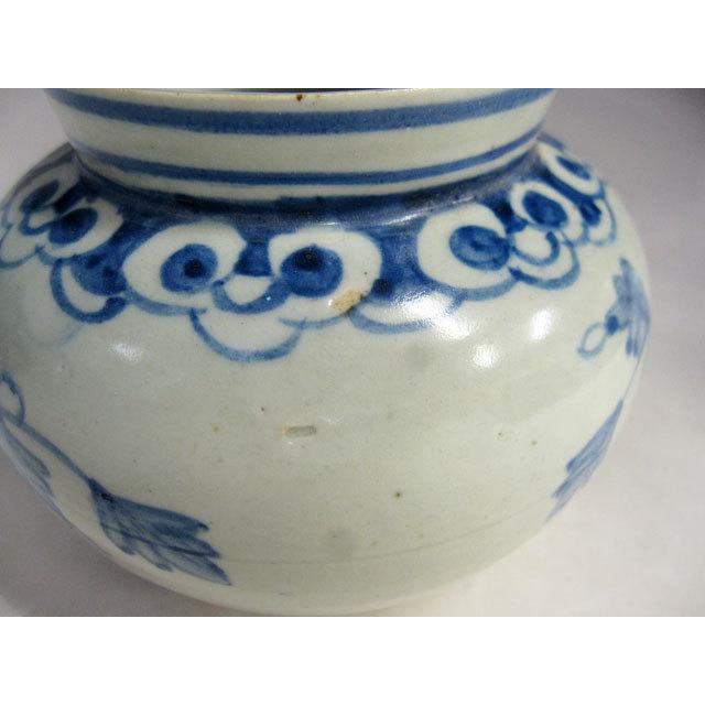 李朝 青花 菊花文壺 古美術 朝鮮 高さ10cm 韓国 染付 小壺 美品 陶磁器 インテリア 美術品 花生 コレクション 装飾品 置物 花入れの画像