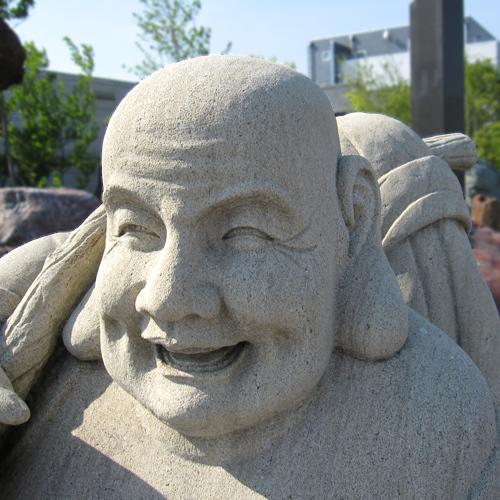 七福神【布袋】 天然砂岩彫刻 石像 和尚 店舗展示品 開運 置物 オブジェ 高さ約1m60cm 幅約75cm 奥行約1m5cmの画像