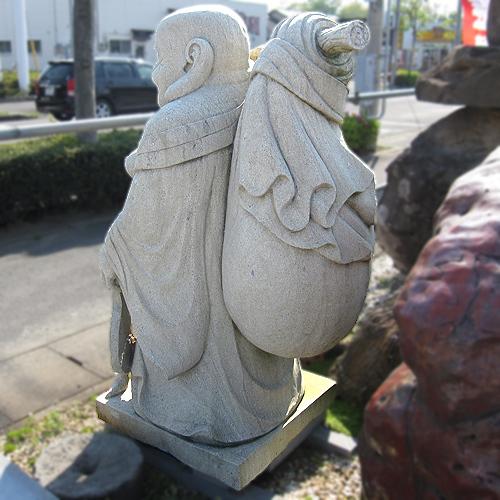 七福神【布袋】 天然砂岩彫刻 石像 和尚 店舗展示品 開運 置物 オブジェ 高さ約1m60cm 幅約75cm 奥行約1m5cmの画像