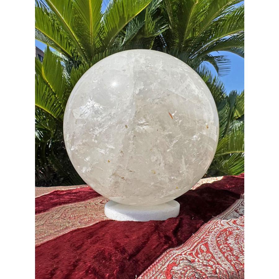 天然水晶 大きい 丸玉 珠 7.9kg 送料無料 大きい 水晶玉 天然石 鉱物 石 特大 結晶 塊 パワーストーン クォーツ スフィア 置物 風水 浄化_4