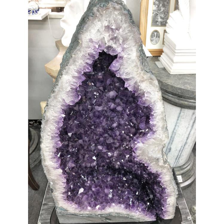 天然石 紫水晶 特大 アメジスト ドーム 原石 H81cm 送料無料 台座付き