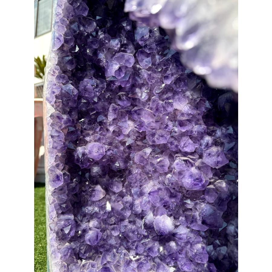 天然石 紫水晶 特大 アメジスト ドーム 原石 H81cm 送料無料 台座付き