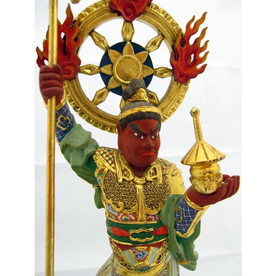 毘沙門天像 極彩色 全高39cm 仏像 七福神 多聞天 極彩色仏像 風水 開運 四天王 北方天 心願成就 必勝祈願 除災招福 商売繁盛 金運 厄除けの画像