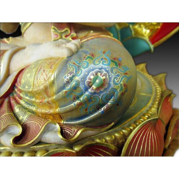 四面大日如来 座像 截金彩色 木彫 仏像 彫刻 仏教美術 高さ1m 木彫 仏像販売 彫刻 仏教美術 大乗仏教 工芸品 置物 コレクション 木造の画像