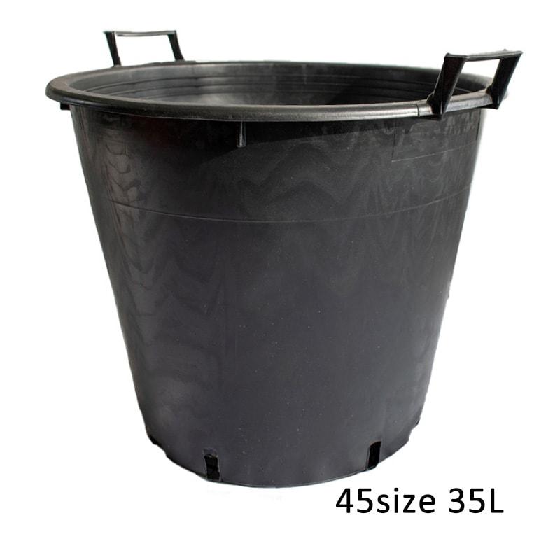送料無料 ナーセリーポット 17個セット 15号 35L φ45cm 持ち手付 プランター 丸 大きい 大型 黒 ブラック 植木鉢 大量 まとめ 生産者 農園 業務用 プロ RP45の画像