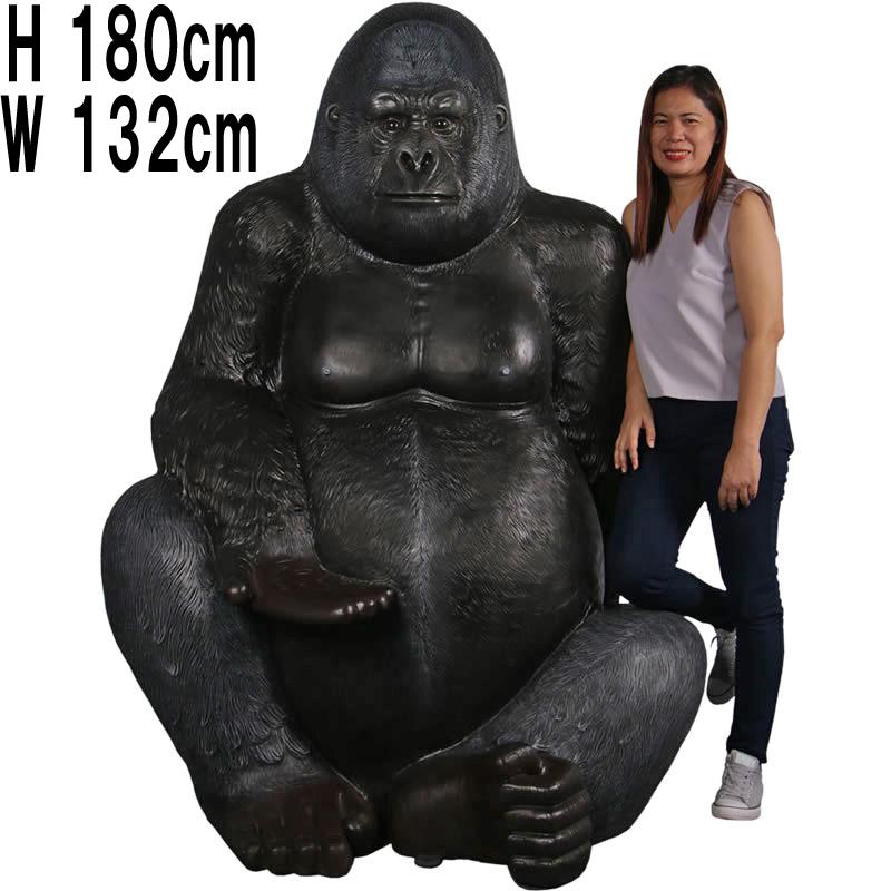 moni moni ANIMALS マウンテンゴリラ (箱折りたたみの梱包) 大型 シルバーバックゴリラ 180cm実物大 大きい マウンテンゴリラ 置物