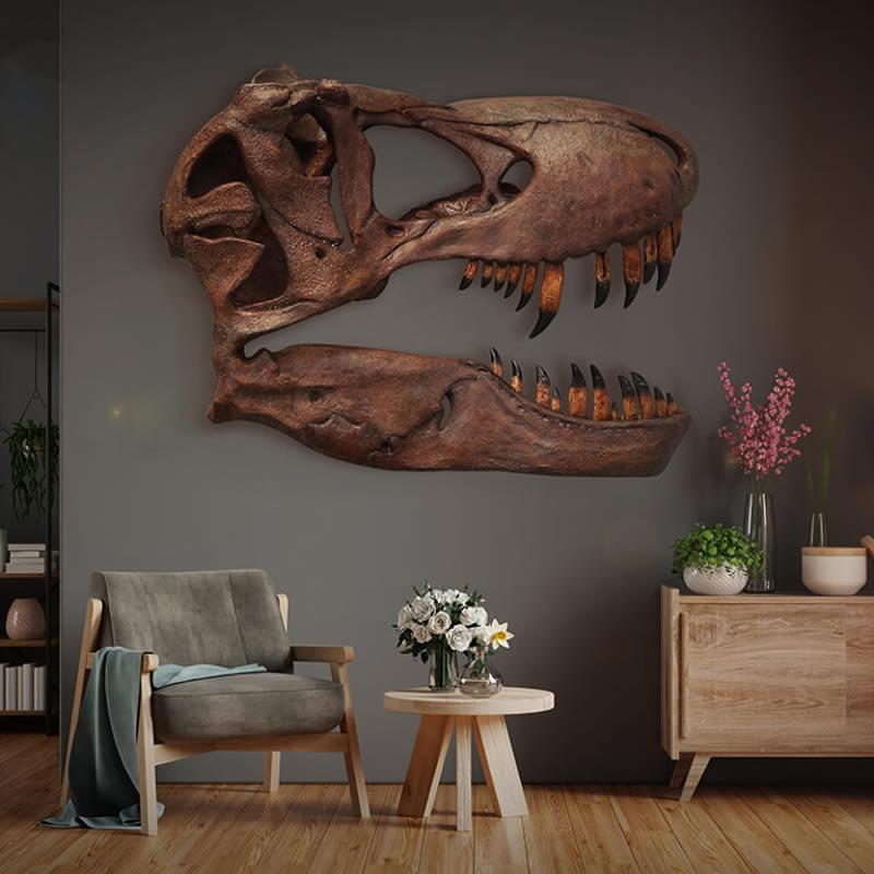 壁掛けティレックス頭骨 T-rex リアル 恐竜 爬虫類 動物 目立つ 巨大