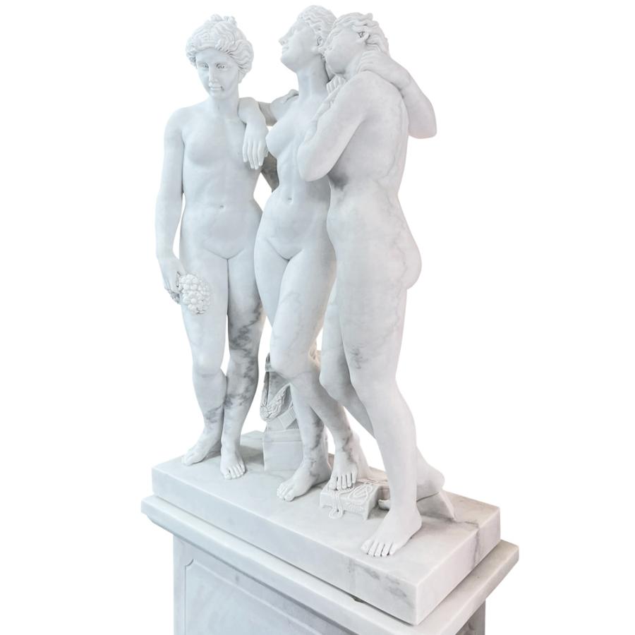 天然大理石彫刻 三美神 H183cm台座付き ギリシャ ローマ神話