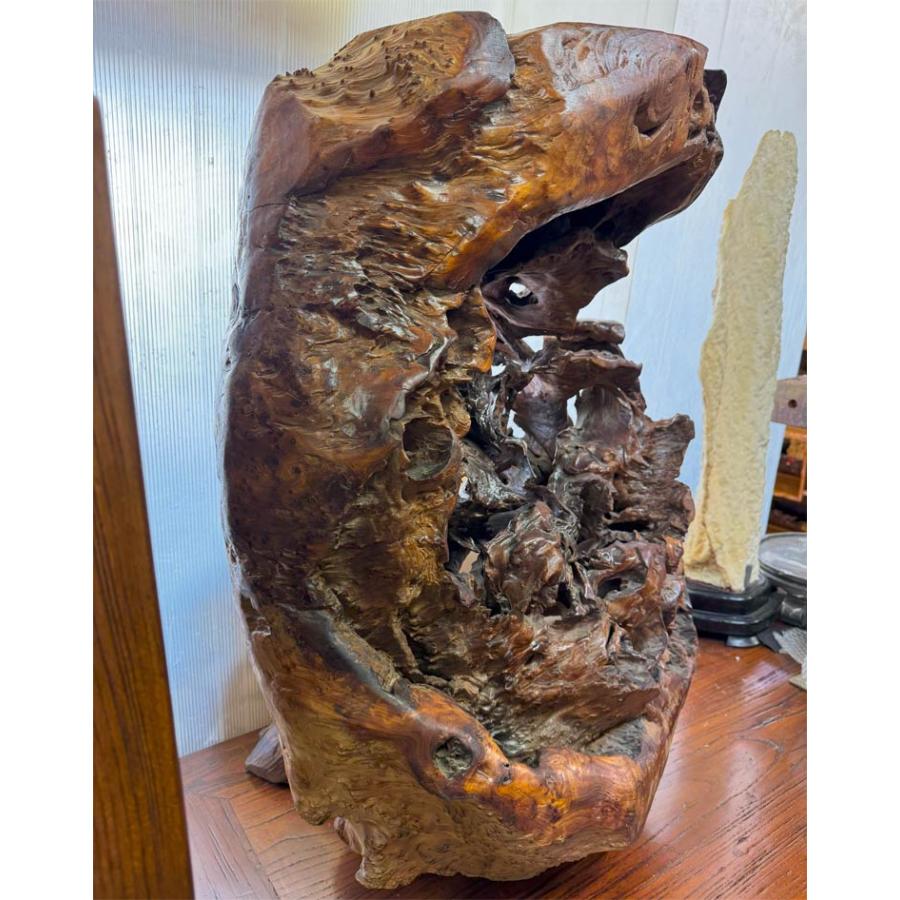 送料無料 自然木 飾り台 展示品 置物 オブジェ H80cm 天然木 置台 家具 装飾 おしゃれ 木製 木の根 花台 盆栽卓 根卓 香炉台 無垢 希少 木の画像