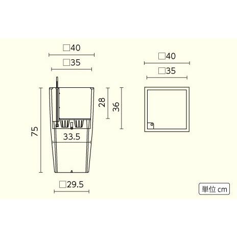 ドイツ製デザインプランター コラム 40 幅40cm 高さ75cm 底面灌水セット付 Column LE-8040 送料無料 レチューザ スクエア 植木鉢 鉢植え 屋外 おしゃれの画像