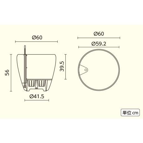 ドイツ製デザインプランター ラウンド 60 直径60cm 高さ56cm 底面灌水セット付 送料無料 LE-7060 軽量 丸い 植木鉢 レチューザ 鉢植え 屋外 おしゃれの画像