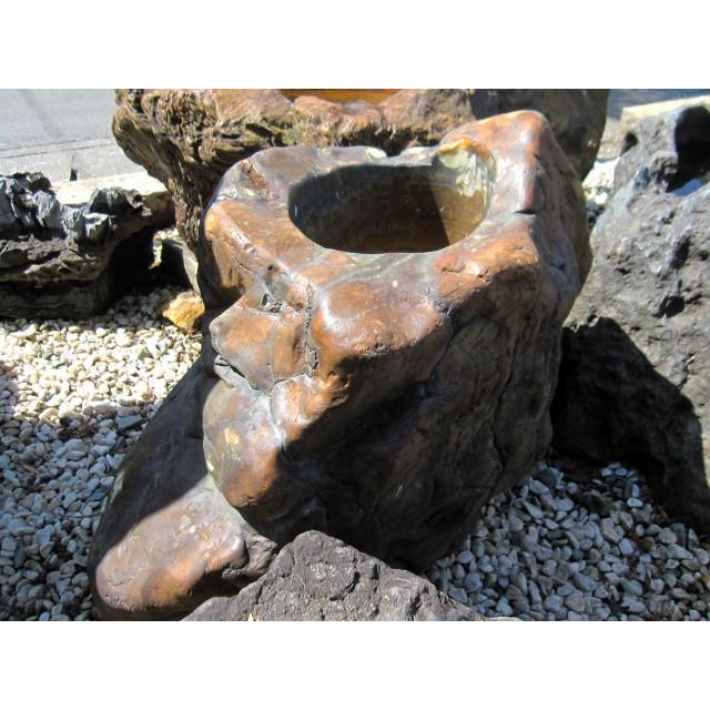 つくばい 珪化木 木化石 手水鉢 水鉢 大きい 大型 庭石 天然石 溜まり