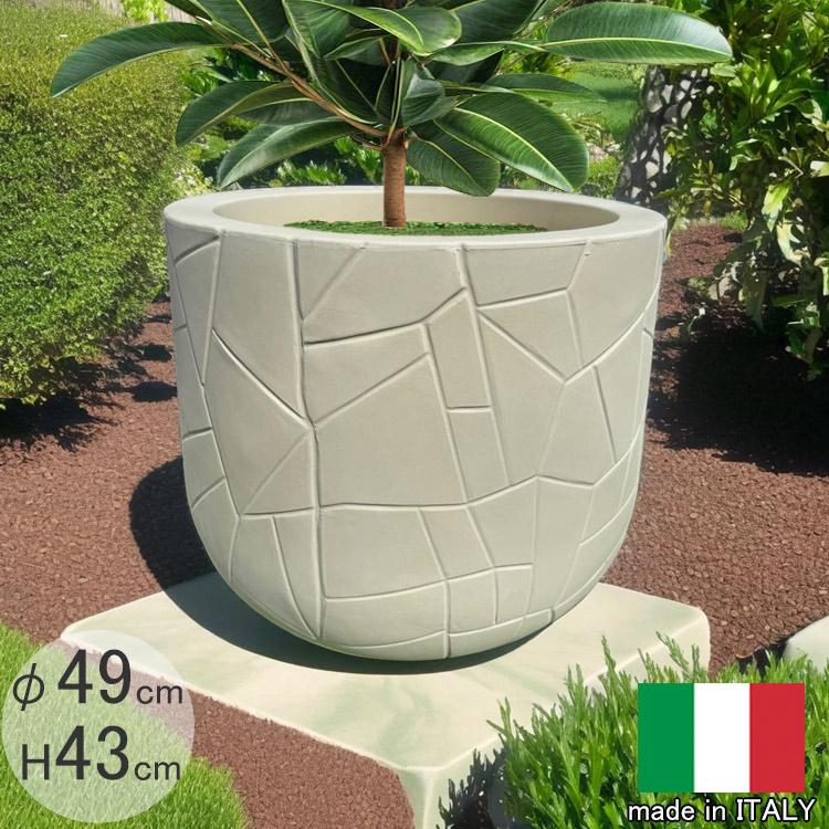 イタリア製 25L プランター メモリーポット PSE301 フラワーポット 植木鉢 樹脂 円形 ホワイト系 おしゃれ 観葉植物 送料無料 特別セール品の画像