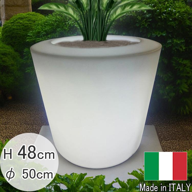 イタリア製イルミネーション プランター ライト付き φ50cm 樹脂製 フラワーポット LED 間接照明 おしゃれ 植木鉢 送料無料 特別セール品の画像