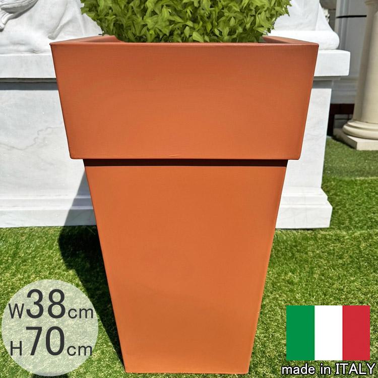 イタリア製 プランター トーレ PSE740 スクエア 四角 正方形 フラワーポット おしゃれ 植木鉢 樹脂製 テラコッタ風 背高【特別セール品】_1