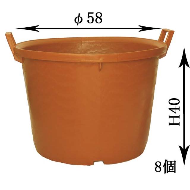 送料無料 ナーセリーポット 8個セット 19号 70Lφ58cm シンボルツリー プランター 丸 大きい 大型 茶 植木 鉢 果樹園 大量 まとめ 生産者 農園 業務用 プロ TP58の画像