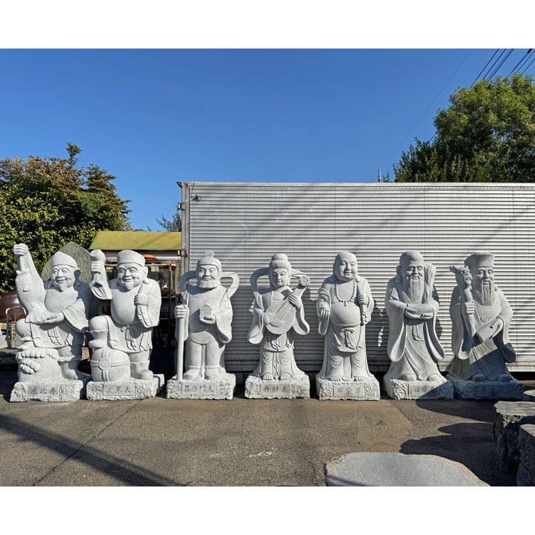 御影石彫刻 七福神 石像 H170cm〜180cm 石仏 仏像 招福 恵比寿 大黒 弁財天 毘沙門天 布袋 寿老人 福禄寿 開運 金運 仕事運 子宝 商売繁盛の画像