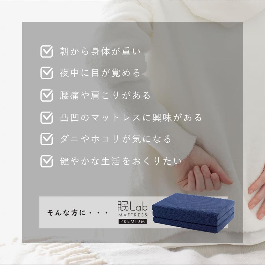 マットレス セミダブル フラット 安心の国産 ぐっすり快眠 厚さ9cm 高反発 体圧分散 敷布団 眠Lab Premium マットレス 日本製 寝具 1134-7005-3700_2