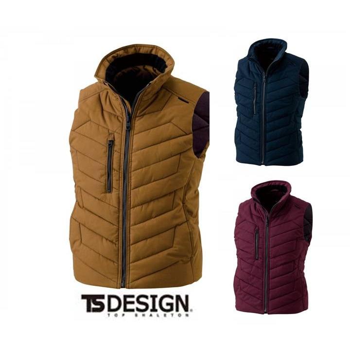TS DESIGN 軽量 防寒 ベスト 綿テイスト S~6L かんたん刺繍申し込み 