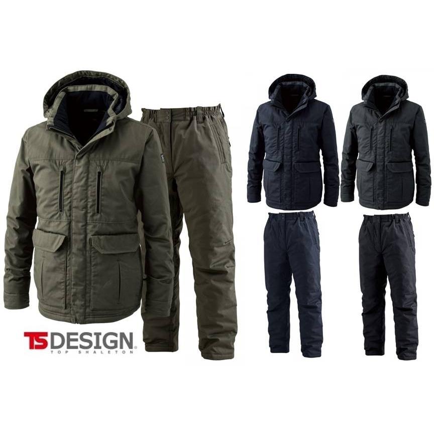 TS DESIGN 防寒着 上下セット ライトウォームハーフコート S〜6L 綿100 